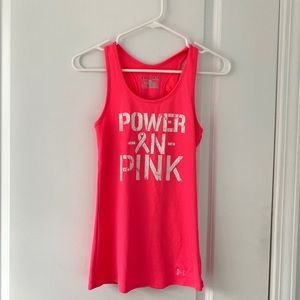 Under Armour Heat Gear Fitted Tank Power In Pink